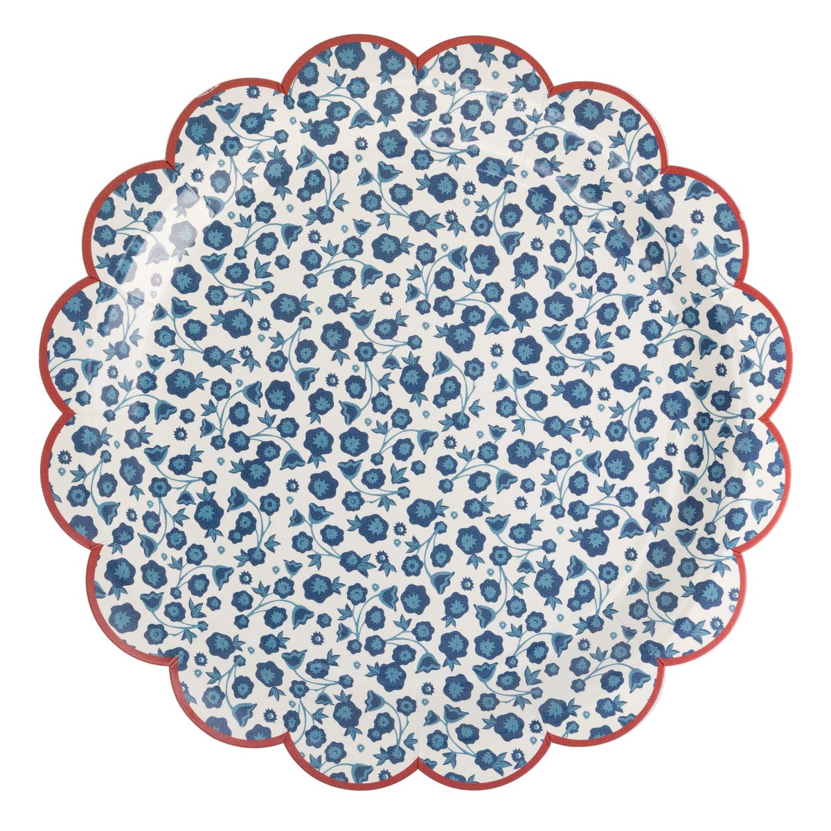 Blue Ditsy Floral Paper Plate
