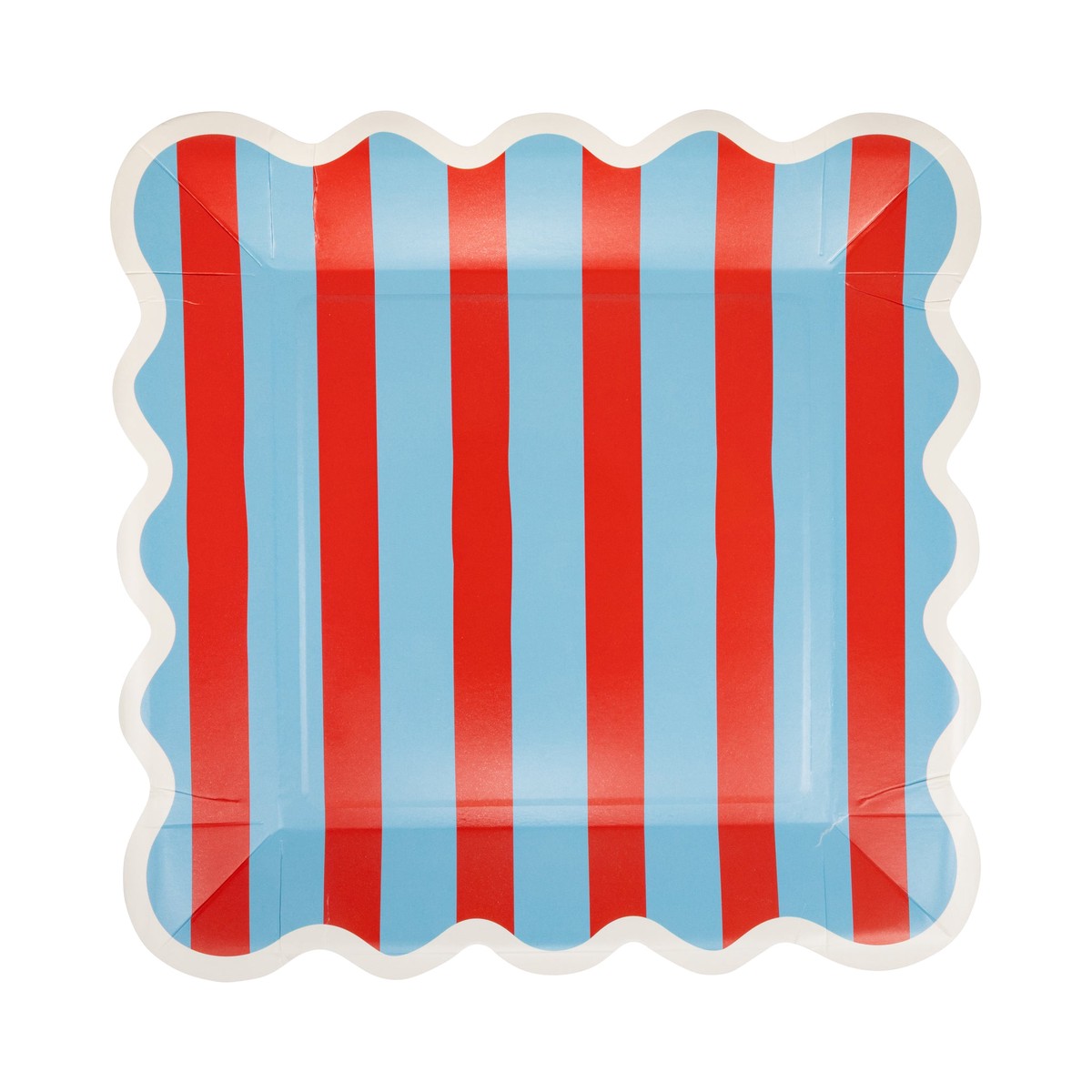 Blue & Red Striped Paper Plate - 9"