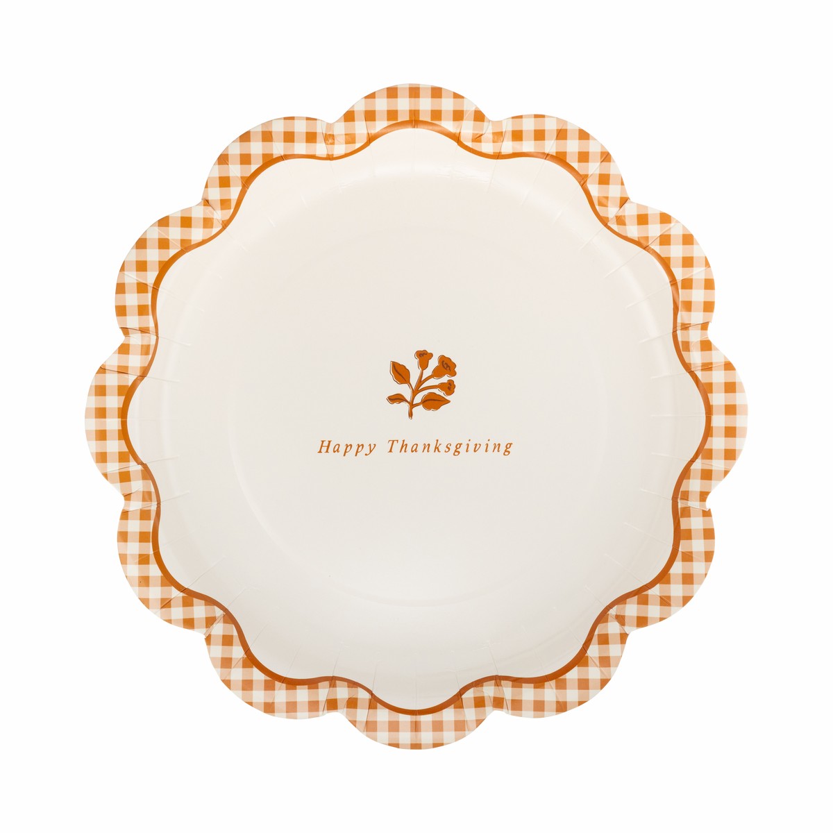 Gingham Happy Thanksgiving Paper Plates