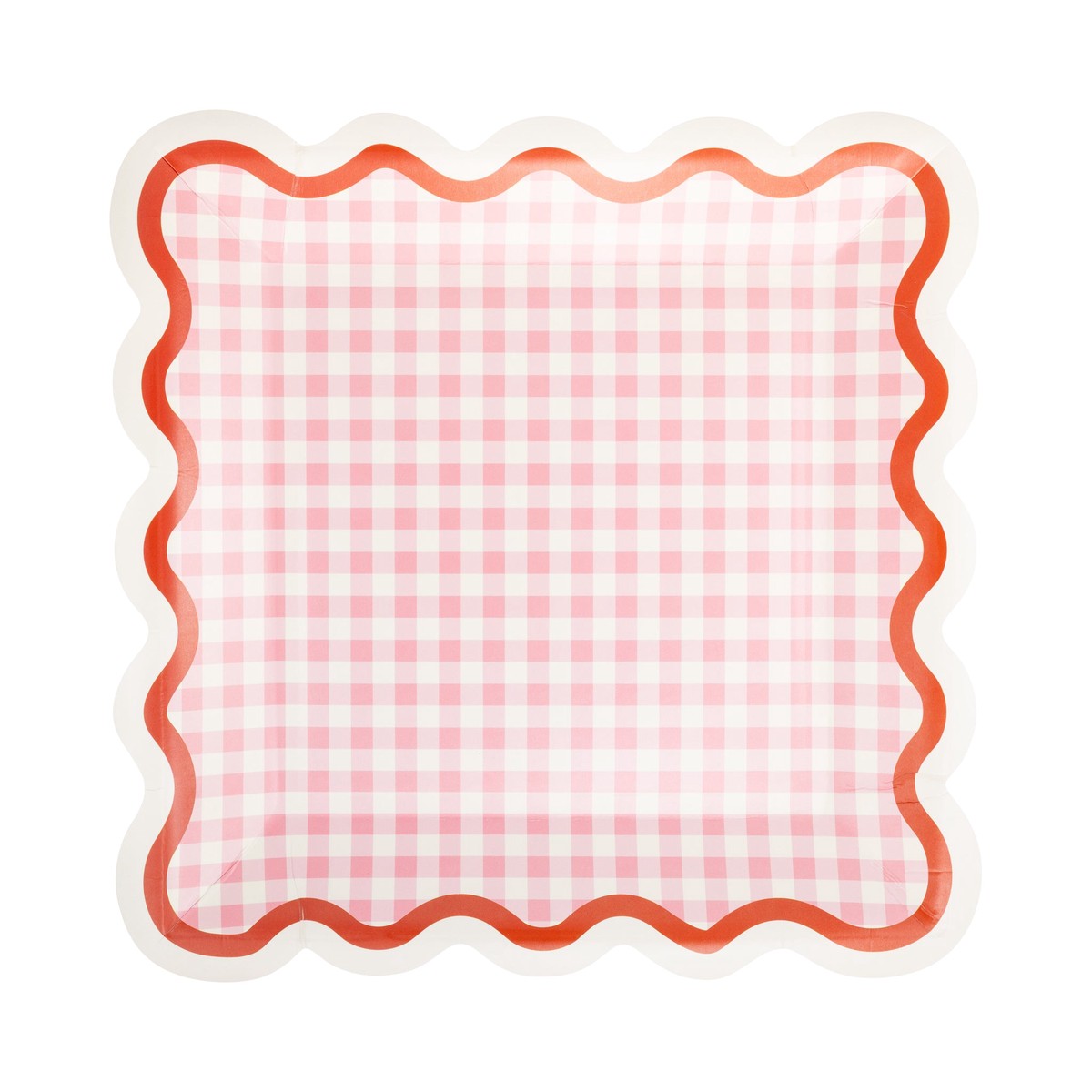 Pink Gingham Ric Rac 9" Paper Plate
