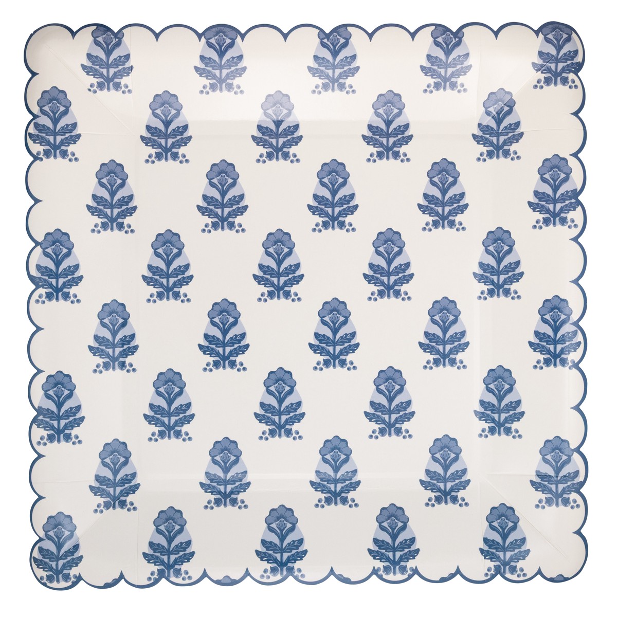 Blue Flower Block Print 10" Plate