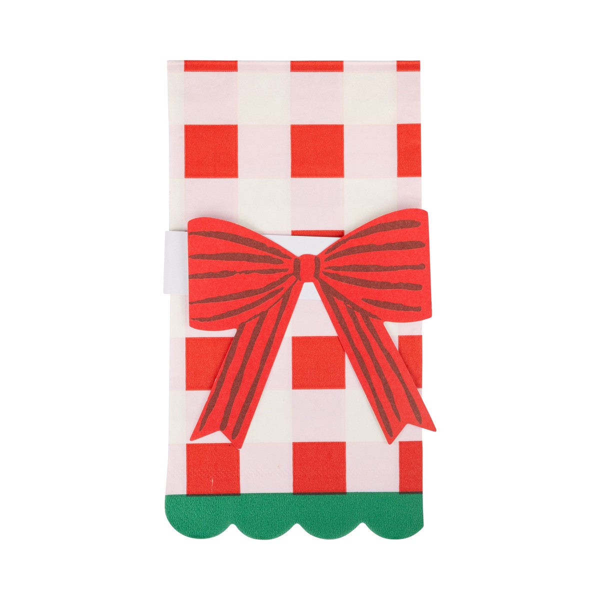 Plaid Napkin with Bow Paper Ring