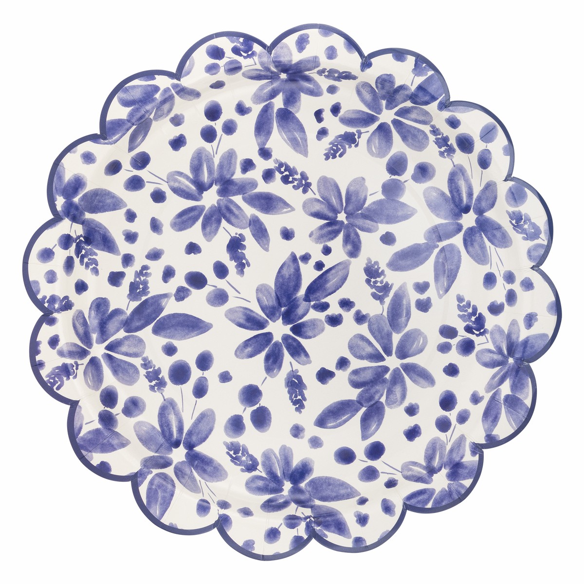 Blue Floral Paper Plate