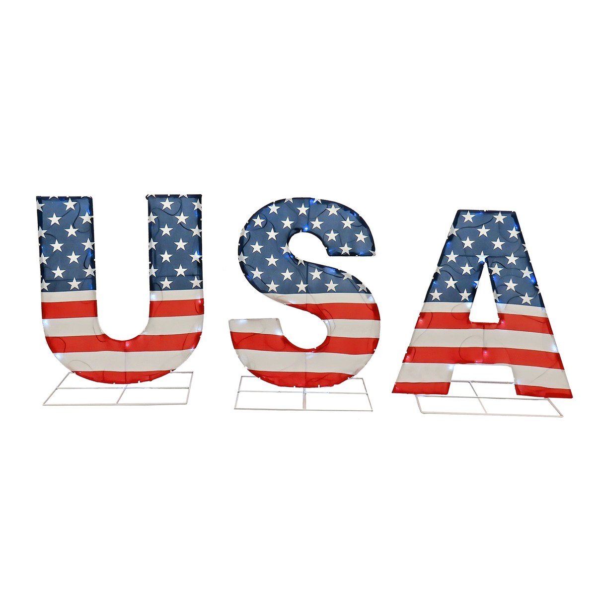 18 in. Patriotic USA Outdoor Light up Lawn Decor with LED Lights