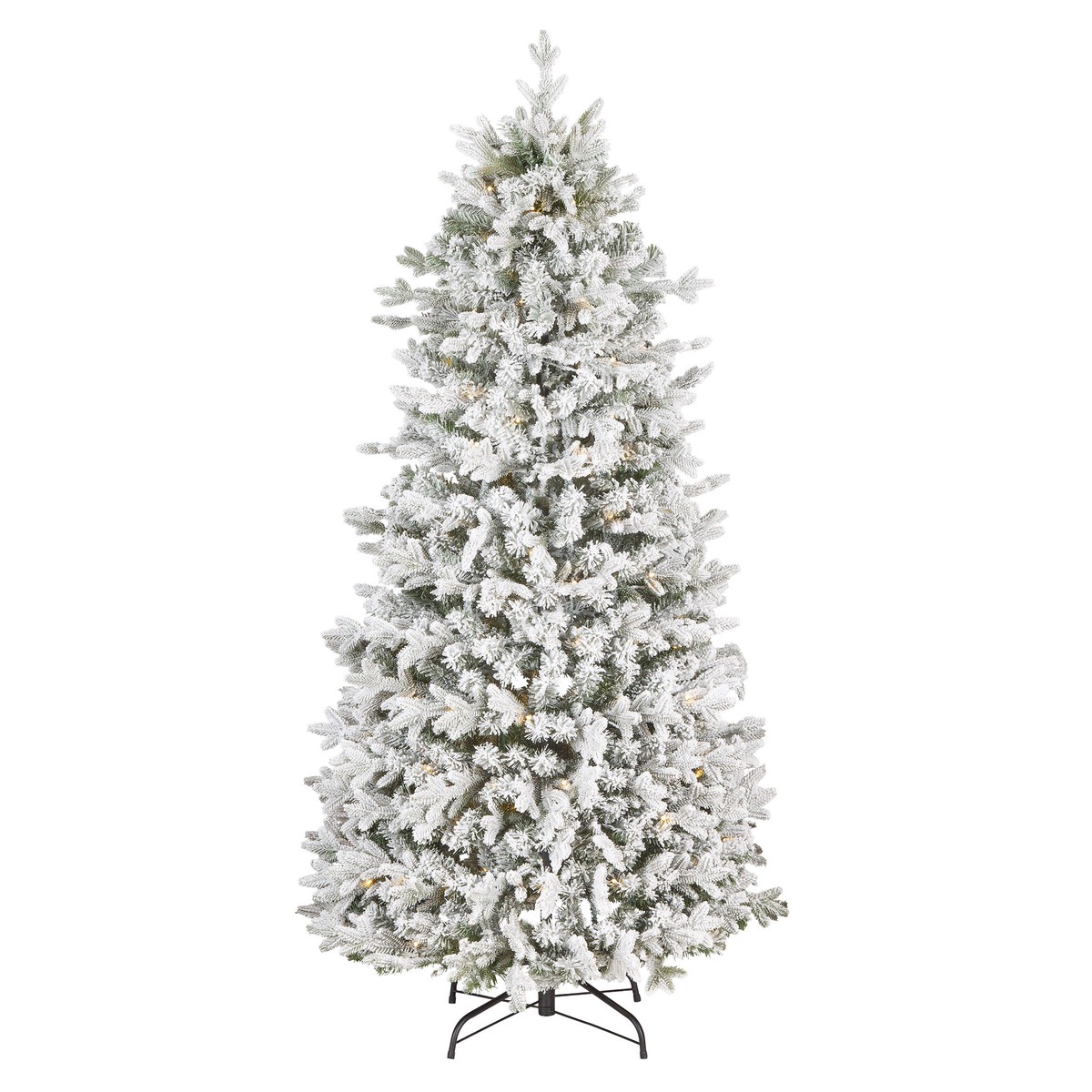 6 ft. Pre-Lit Pop-Up Frosted Everly Jinglepop Flocked Tree with Warm White LED Lights