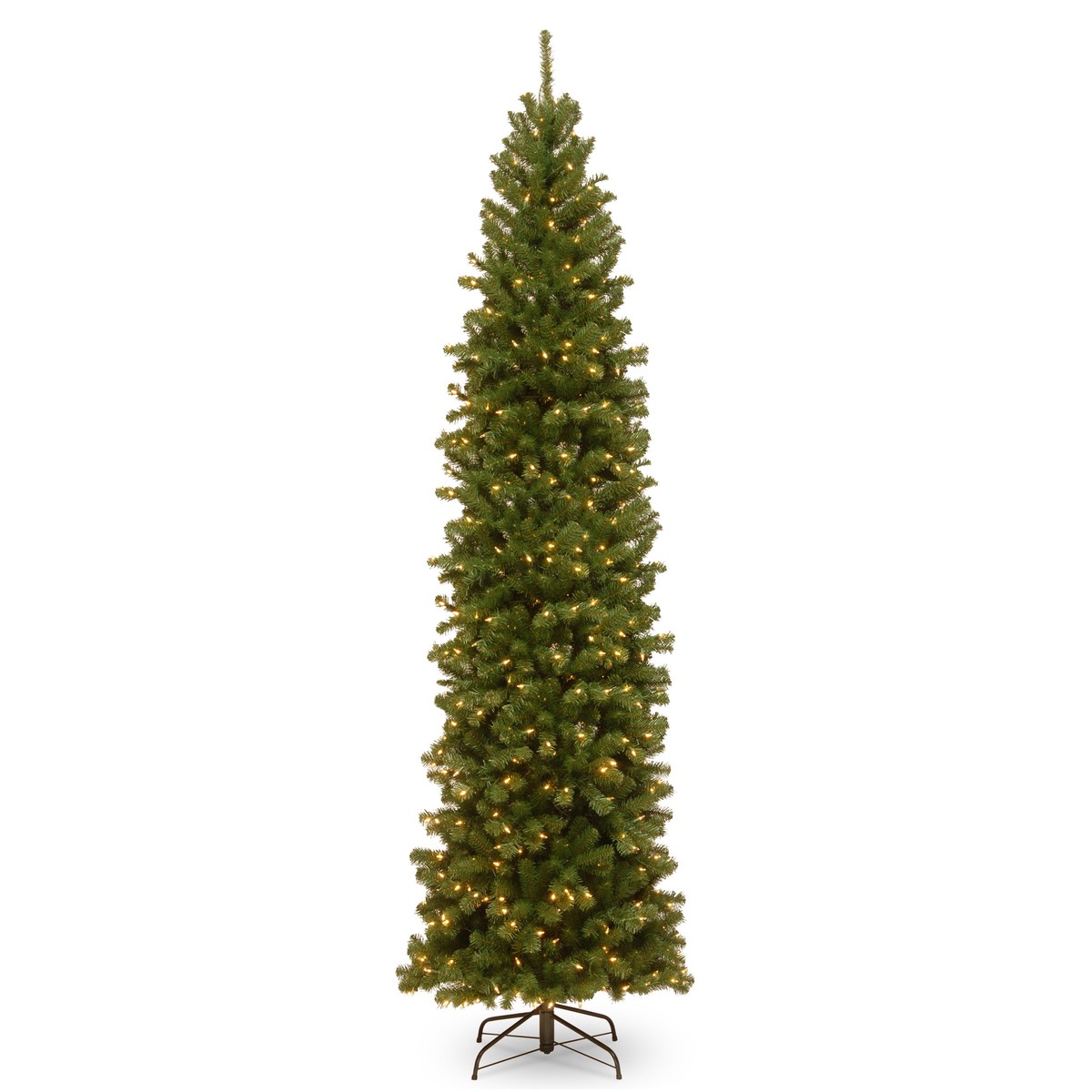 10 ft. Pre-Lit North Valley Spruce Pencil Slim Tree with Clear Lights, Plug-In