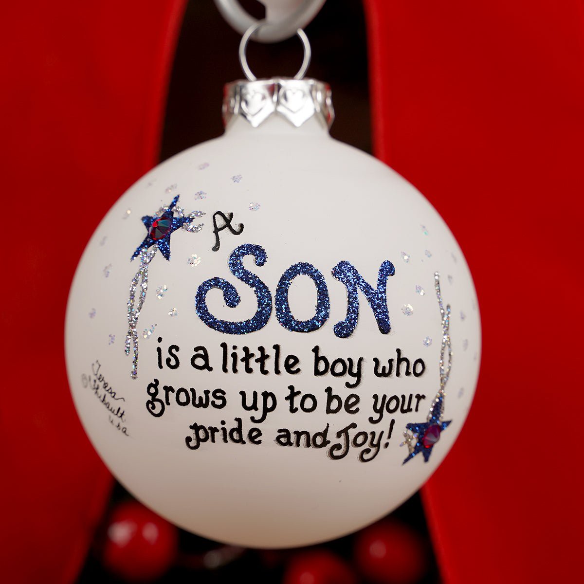 Son Pride and Joy Glass Christmas Ornament