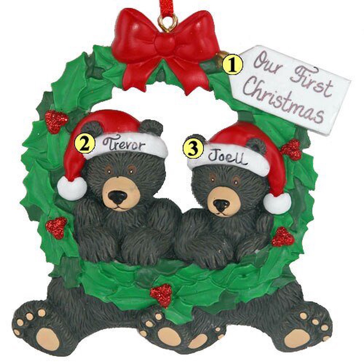 Bear Couple Wreath Christmas Ornament