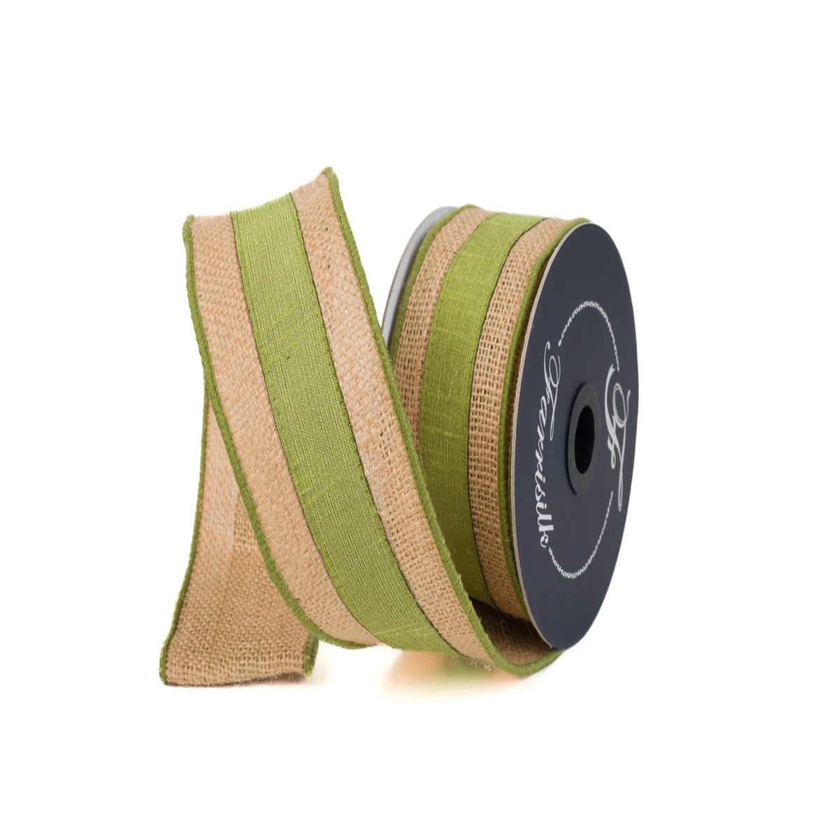 2.5" Burlap Borders Lime Green Ribbon