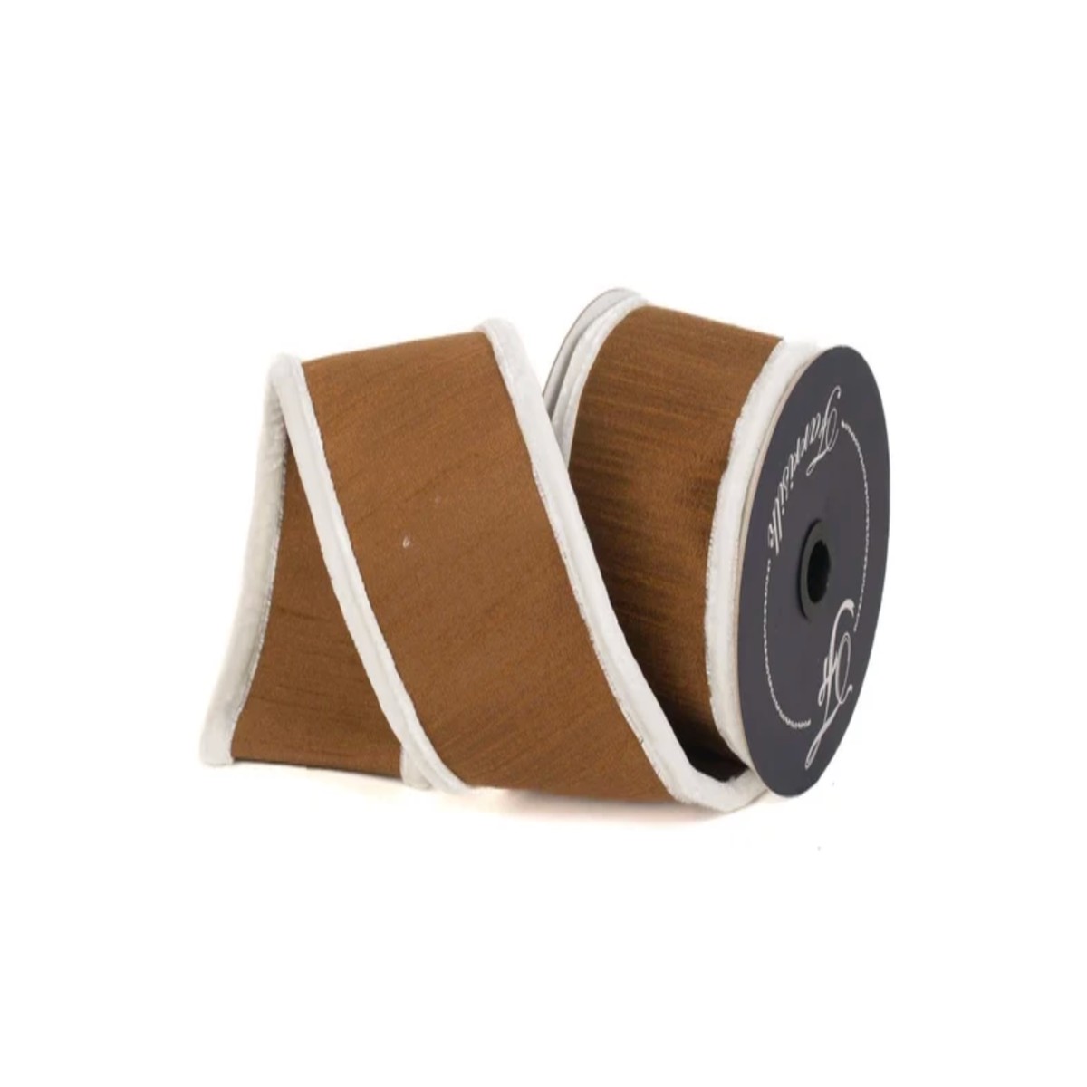 4" Plush Puffs Pecan Brown and White Ribbon