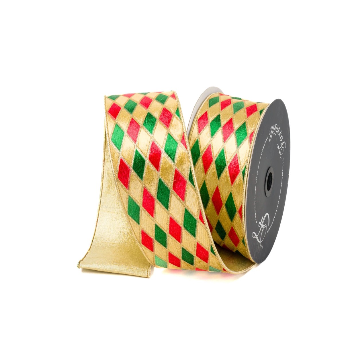 4" Velvet Diamonds Red and Green Ribbon