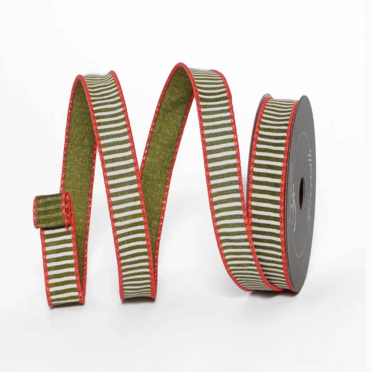 1" Coastal Stripes Ribbon - Olive