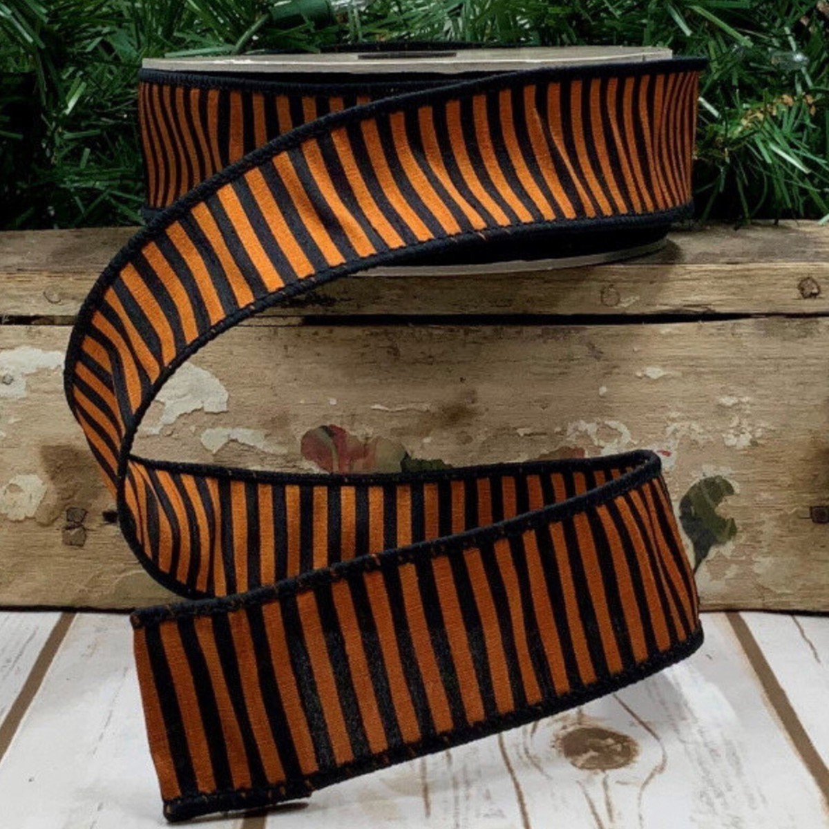 1.5" Dupion Halloween Witches Stripe
