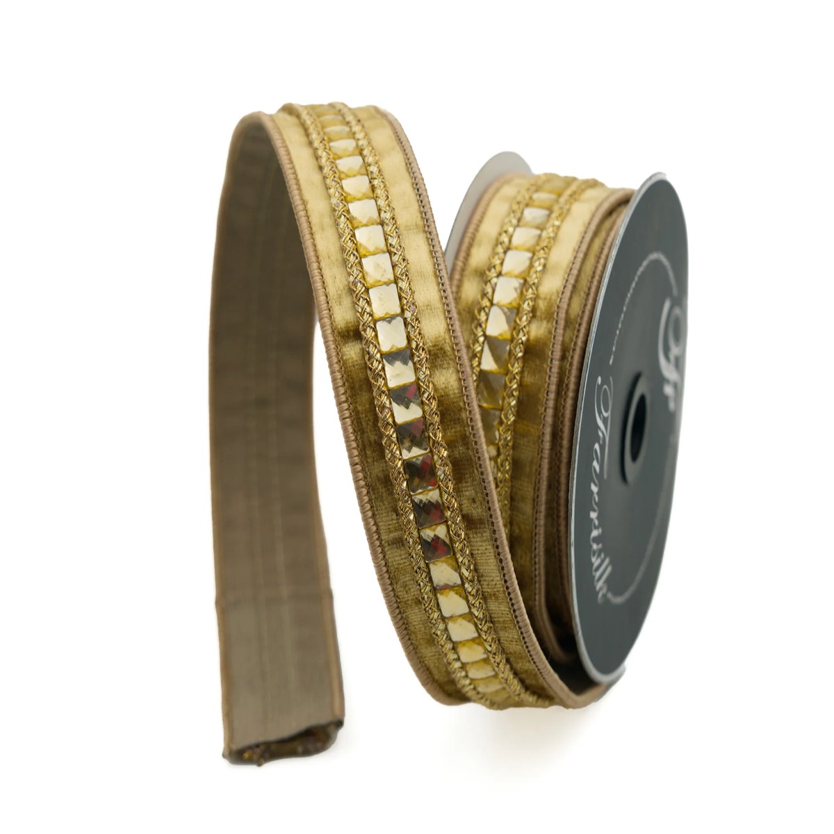 1.5" Gold Jeweled Velvet