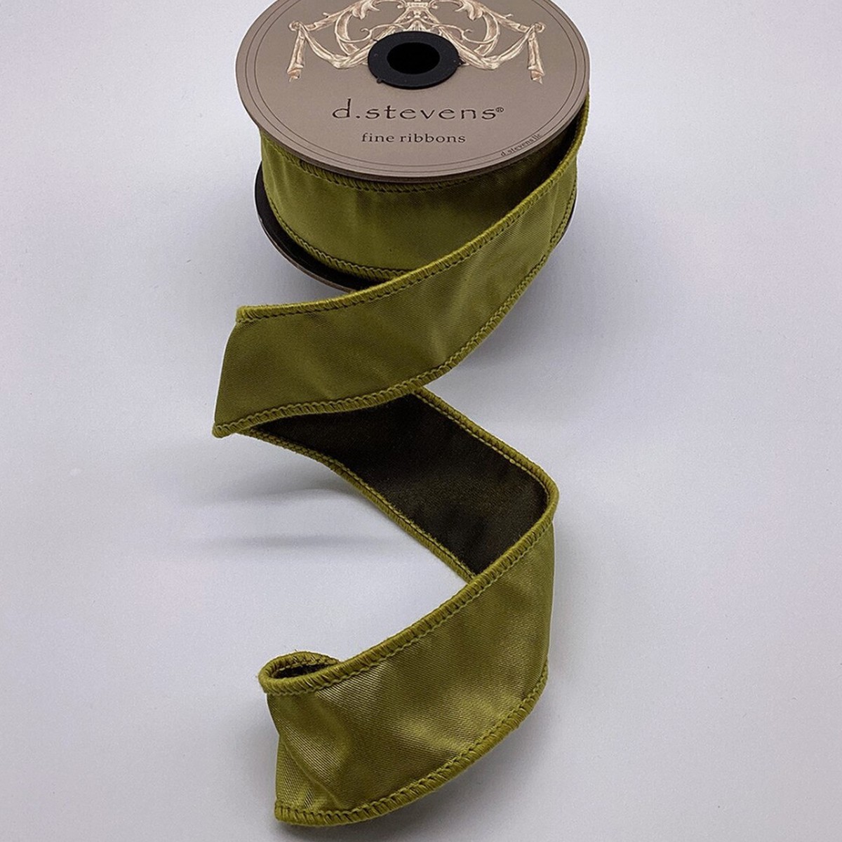1.5" Victoria satin, moss/forest green
