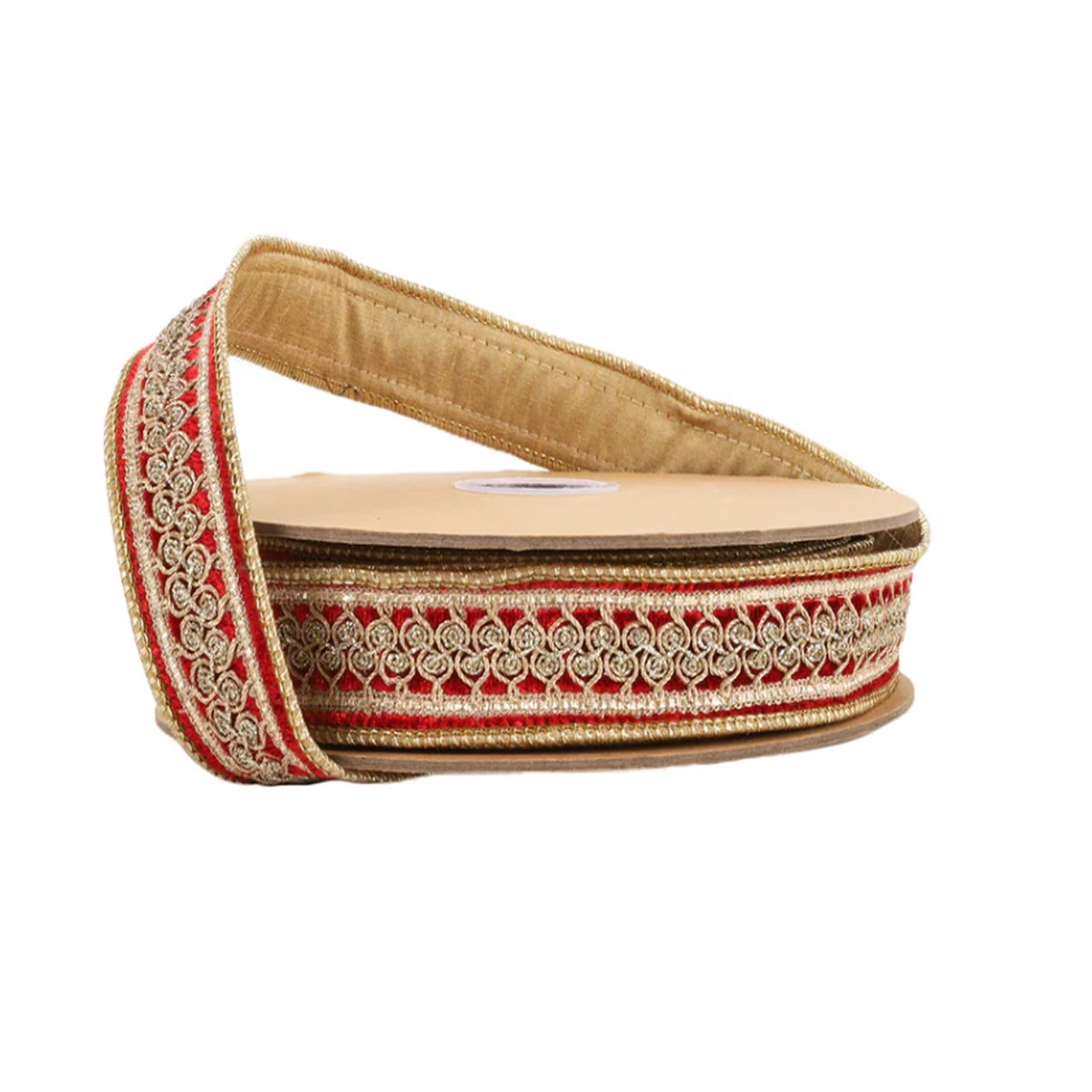 1 1/2" Double-Fused Wired Velvet Ribbon w/ Metallic Trim | Red/Gold | 10 Yard Roll