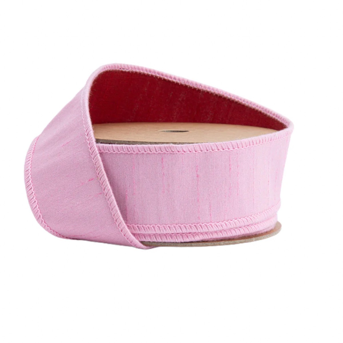 Wired Double-fused Dupioni Ribbon | Red/Lt Pink | 10 Yard Roll - 1.5"