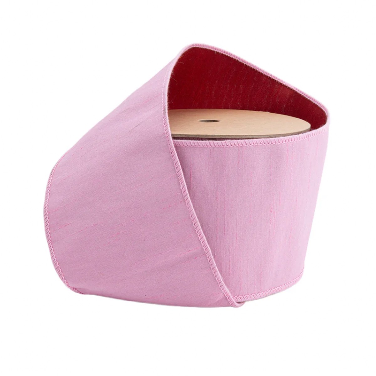 Wired Double-fused Dupioni Ribbon | Red/Lt Pink | 10 Yard Roll - 4"