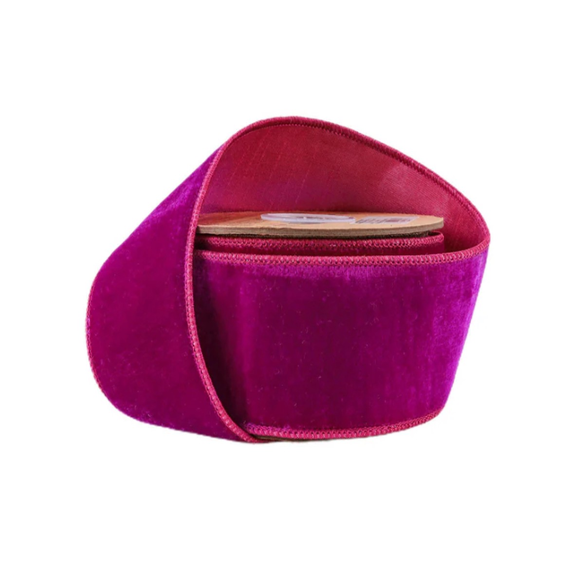 Wired Premium Velvet Ribbon Hot Pink w/ Pink Dupioni Backing - 2.5"