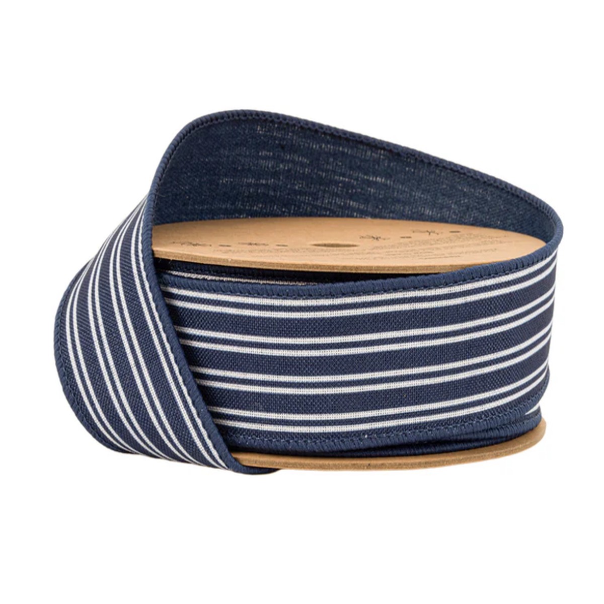 1 1/2" Wired RIbbon | Ticking Stripe Navy | 10 Yard Roll