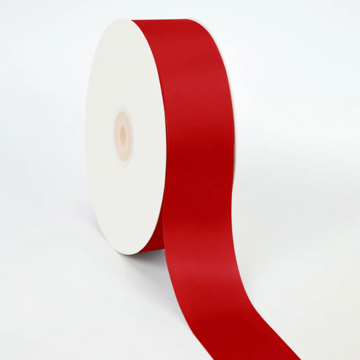 1 1/2" Single Face Satin Ribbon, 50 Yard Roll - scarlet