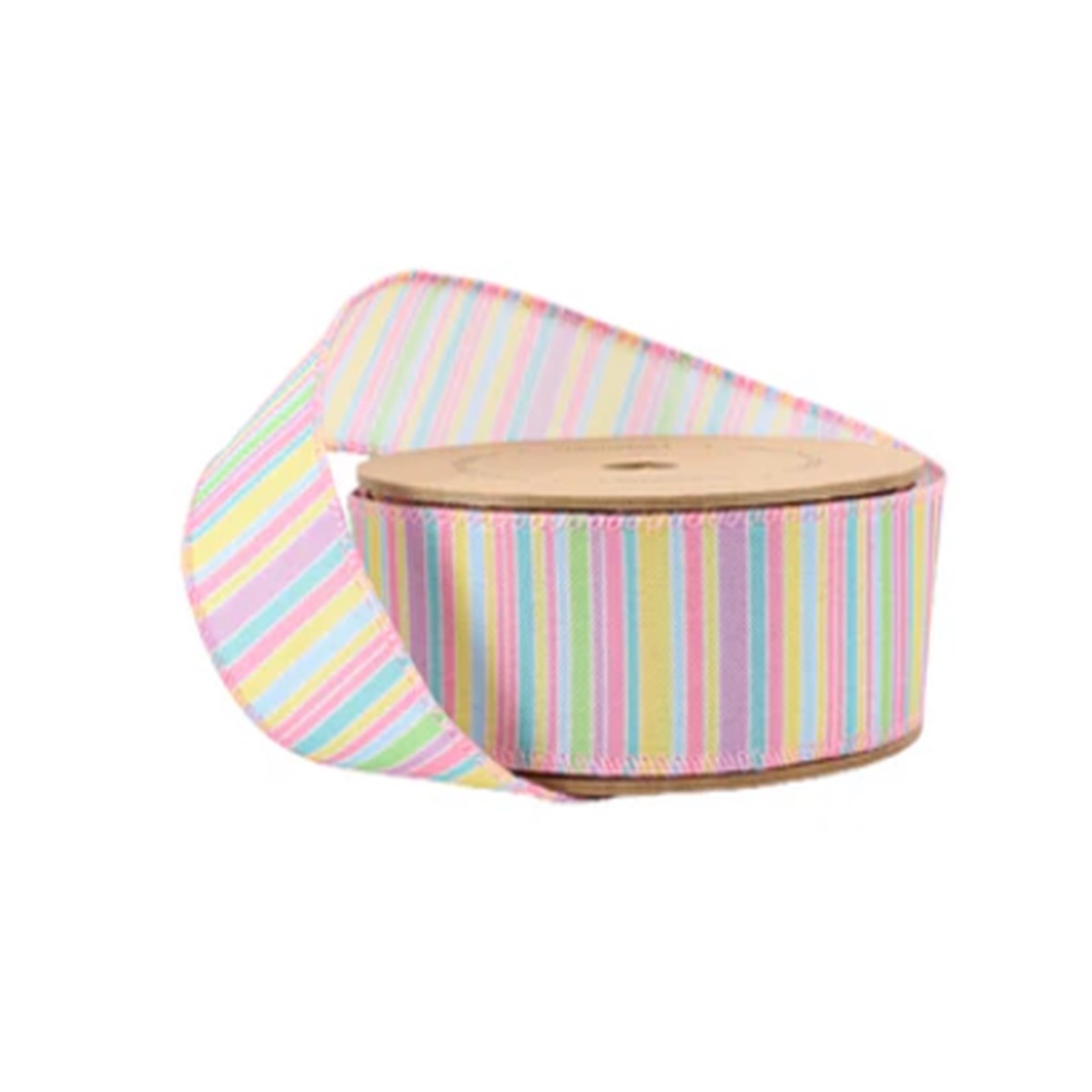 1 1/2" Wired Ribbon | Pastel Horizontal Stripe | 10 Yard Roll