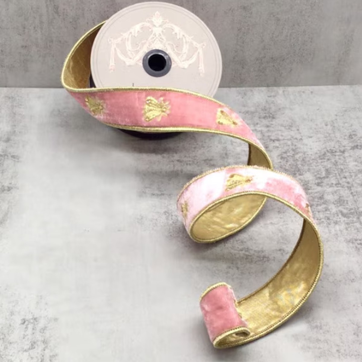 1.5" Velvet Pink Bee Ribbon