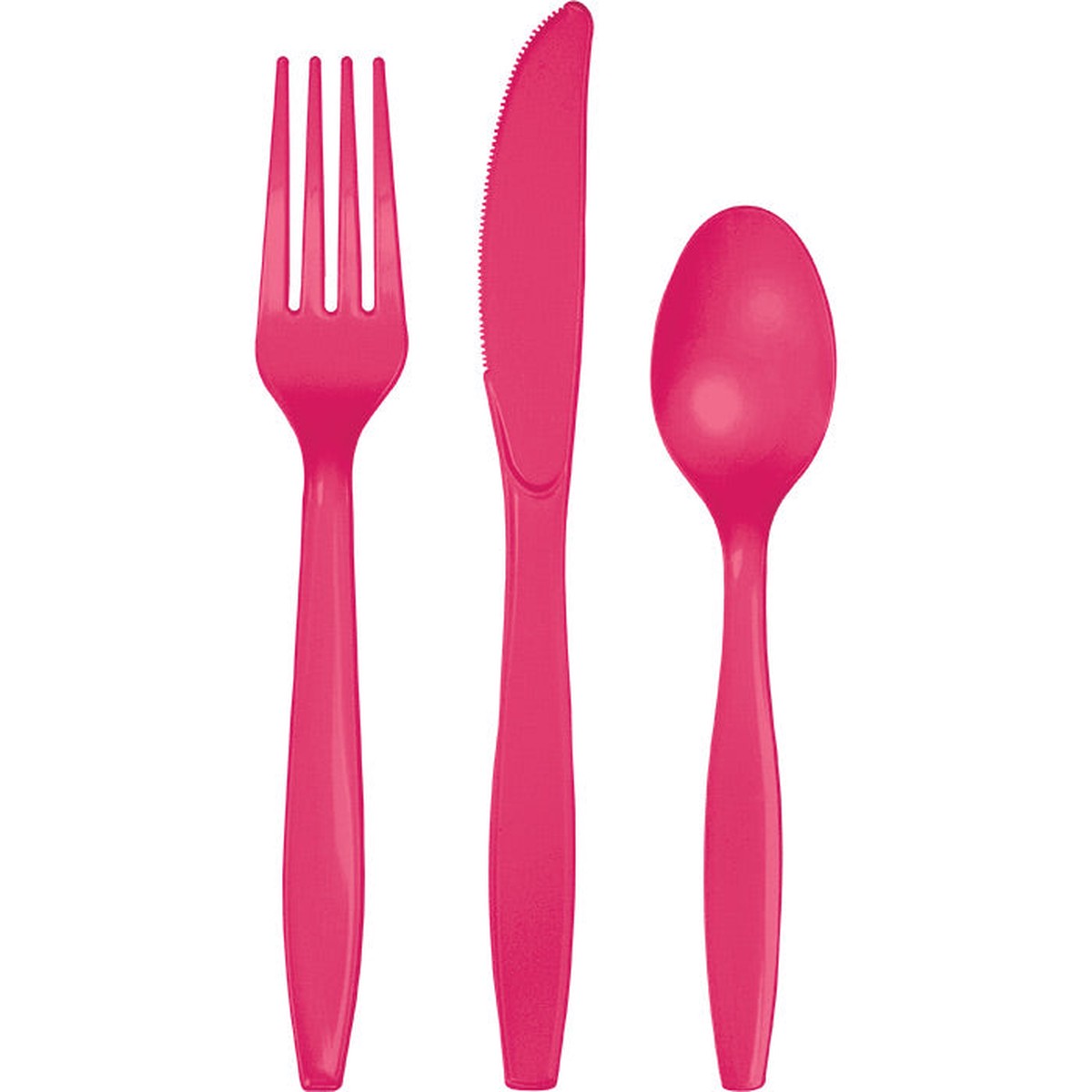 288/Case Bulk Hot Magenta Assorted Plastic Cutlery