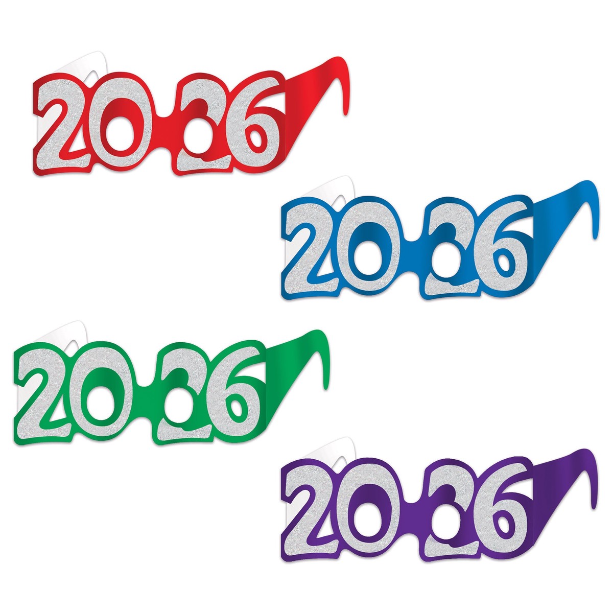48 Pair Bulk 2026 Glittered Eyeglasses New Year & Graduation Party Favors