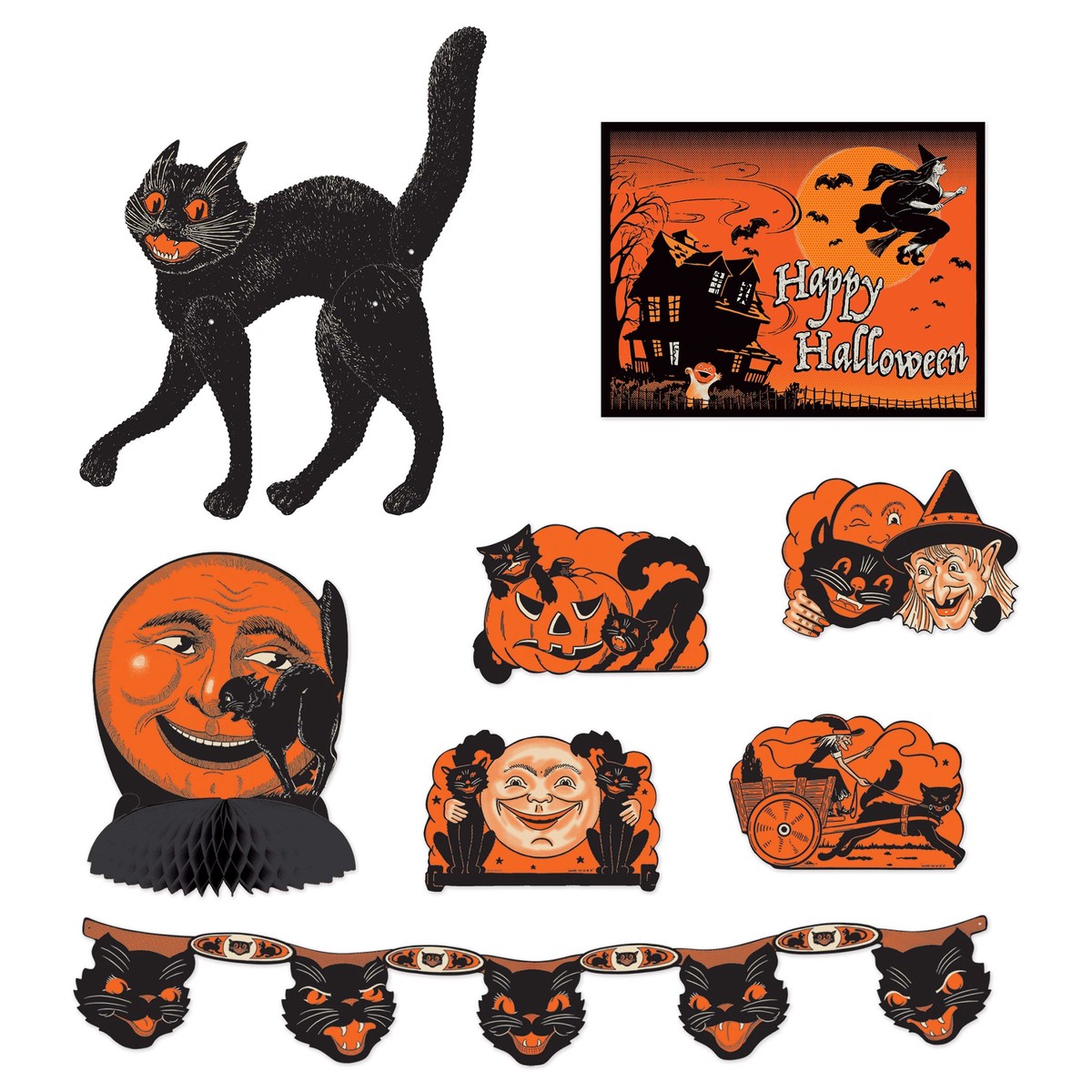 6 Pack Bulk Vintage Halloween Decorama Kit Spooky Retro Decor