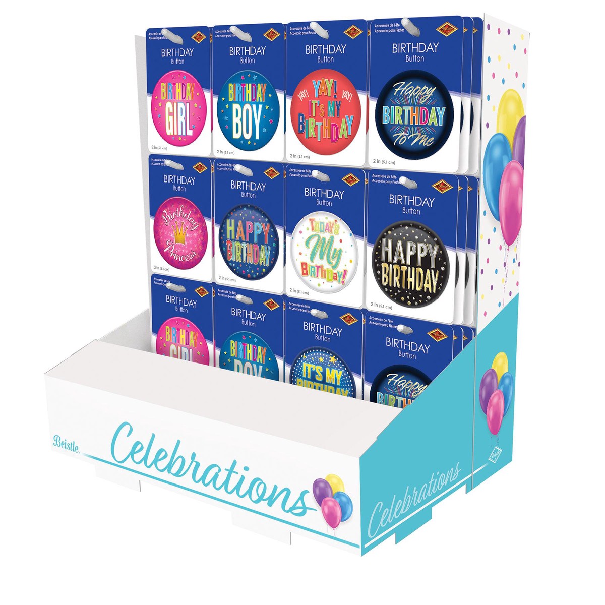 108 Piece Bulk Birthday Party Celebrations Counter Display