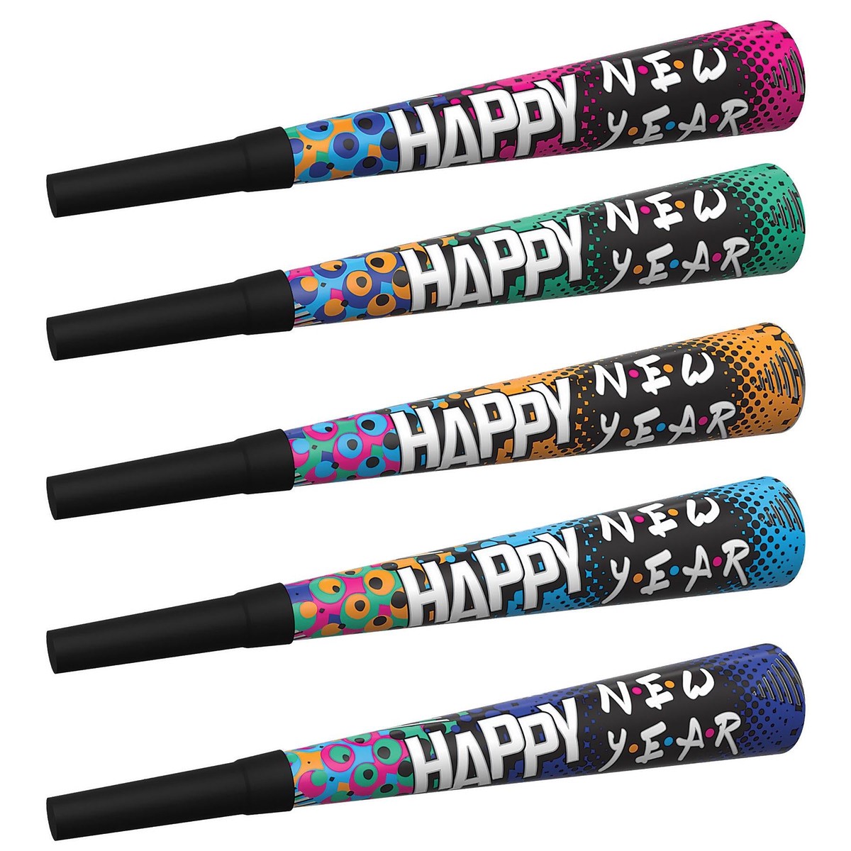 100 Pack Bulk 90's Happy New Year Horns