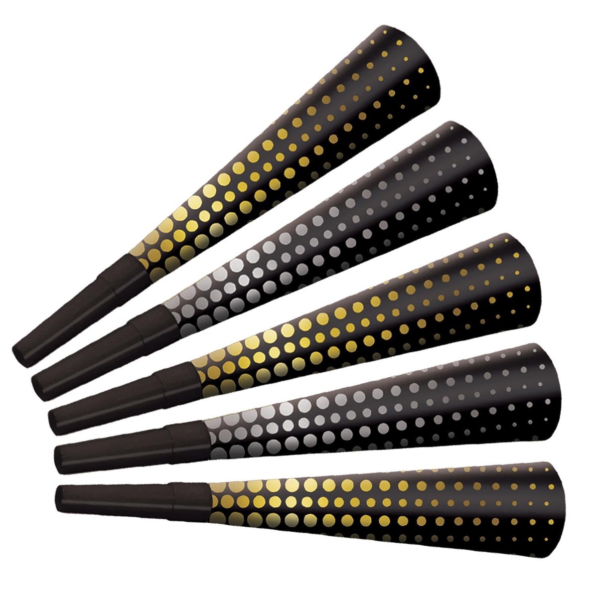 100 Pack Bulk Silver & Gold Cheers To The New Year Horns