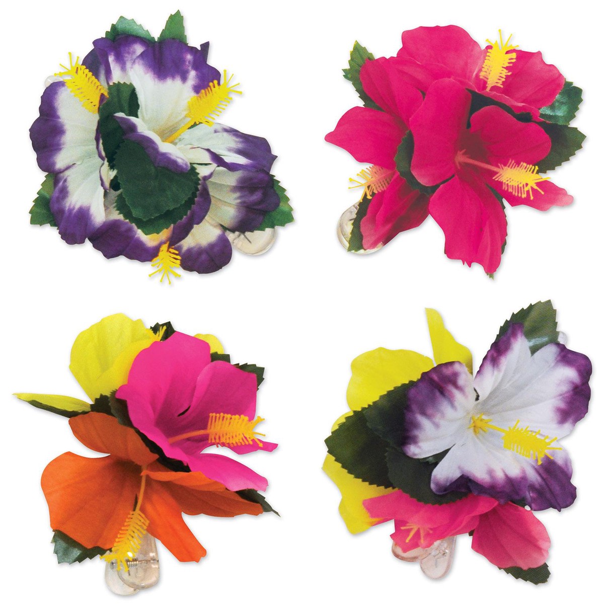6 Pack Bulk Luau Party Tropical Hair Clips