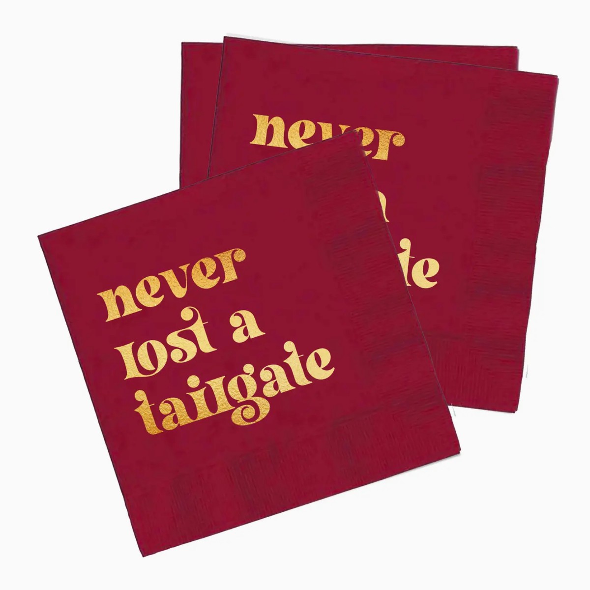 "Never Lost A Tailgate" Gold Foil & Red Napkin Pack