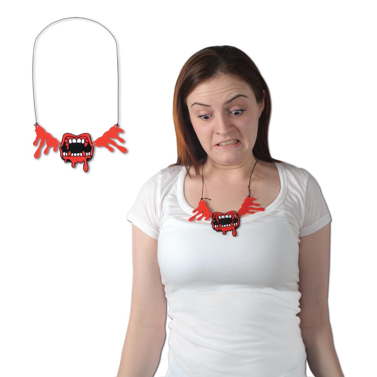 12 Pack Bulk Halloween Bloody Fangs Necklace