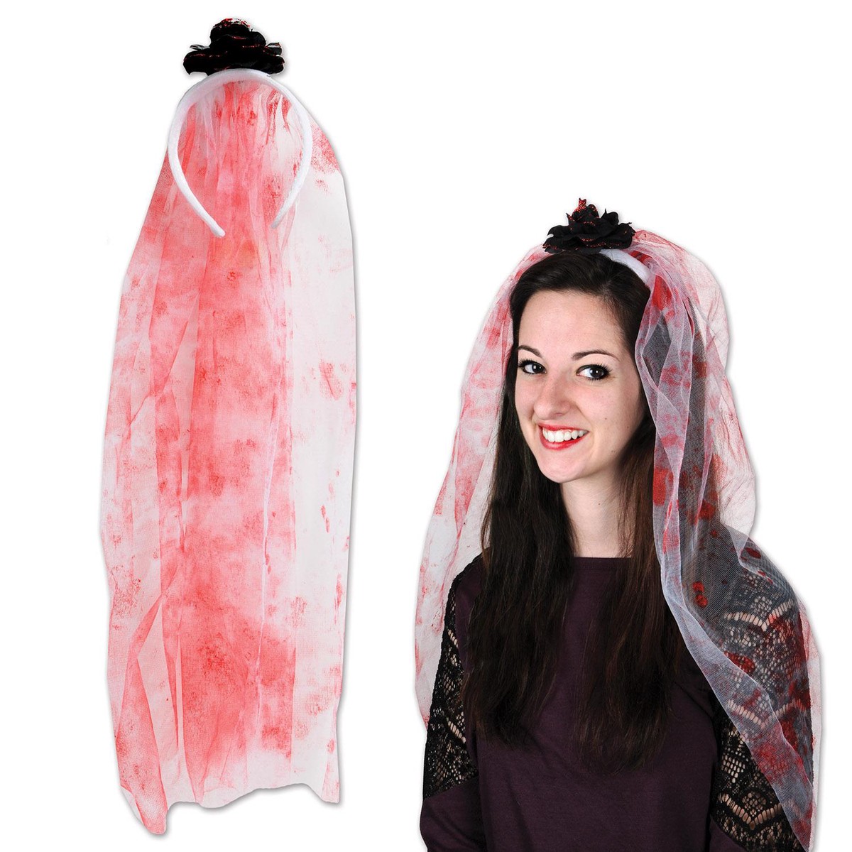12 Pack Bulk Halloween Bloody Veil Headband