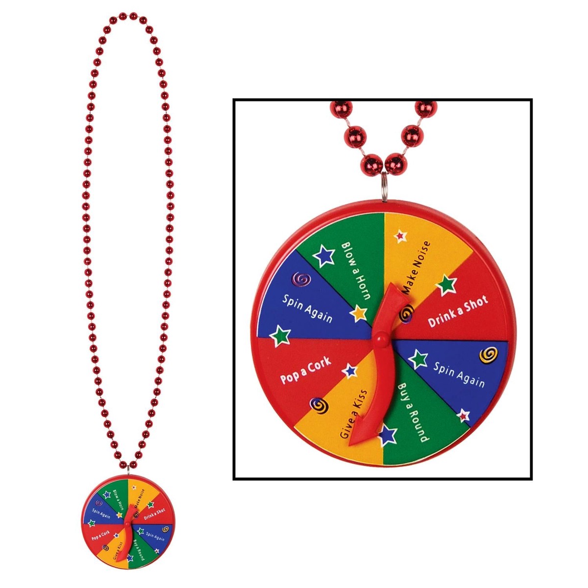 12 Pack Bulk Bead Necklace with New Year Spinner Medallion