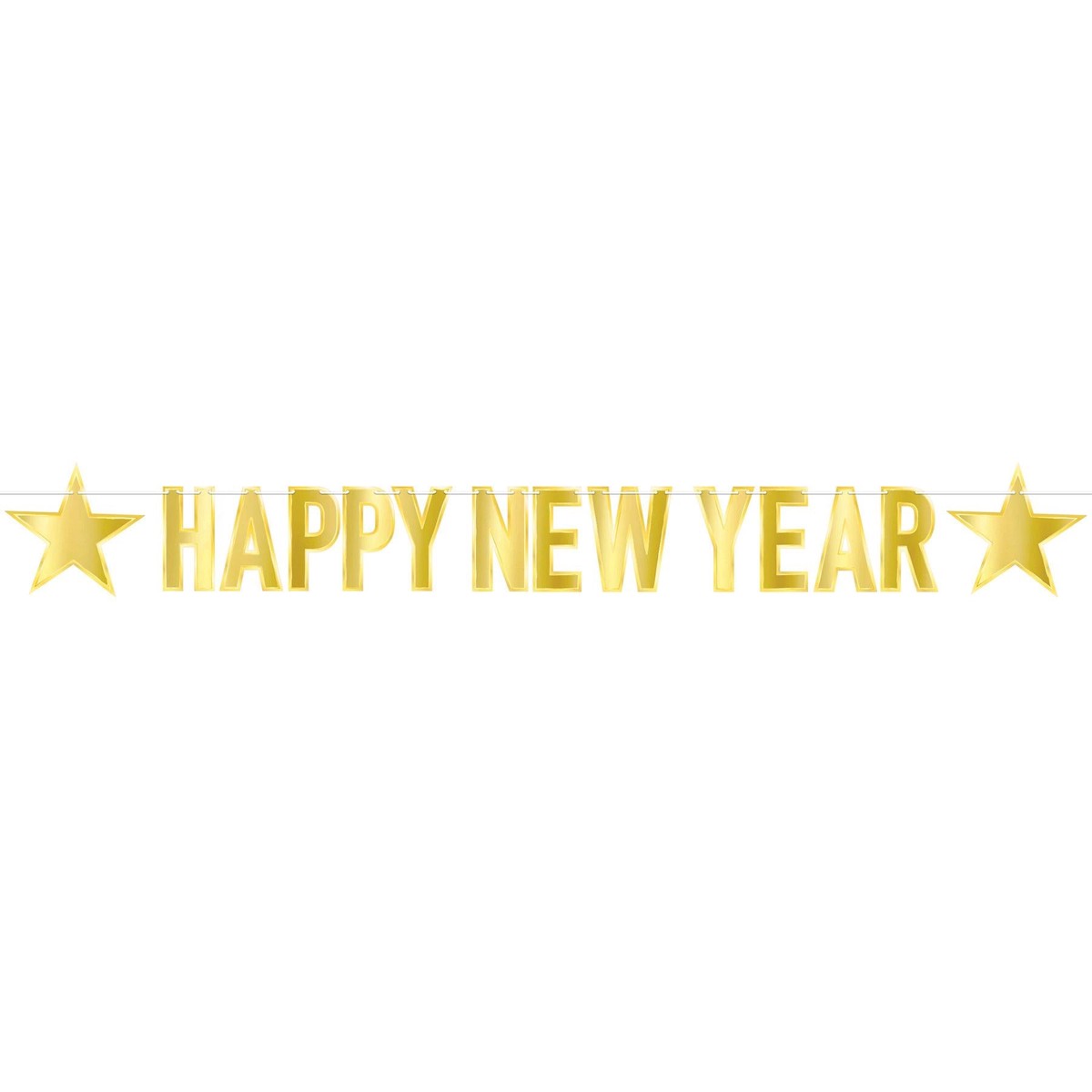 12 Pack Bulk Foil Happy New Year Streamer Gold