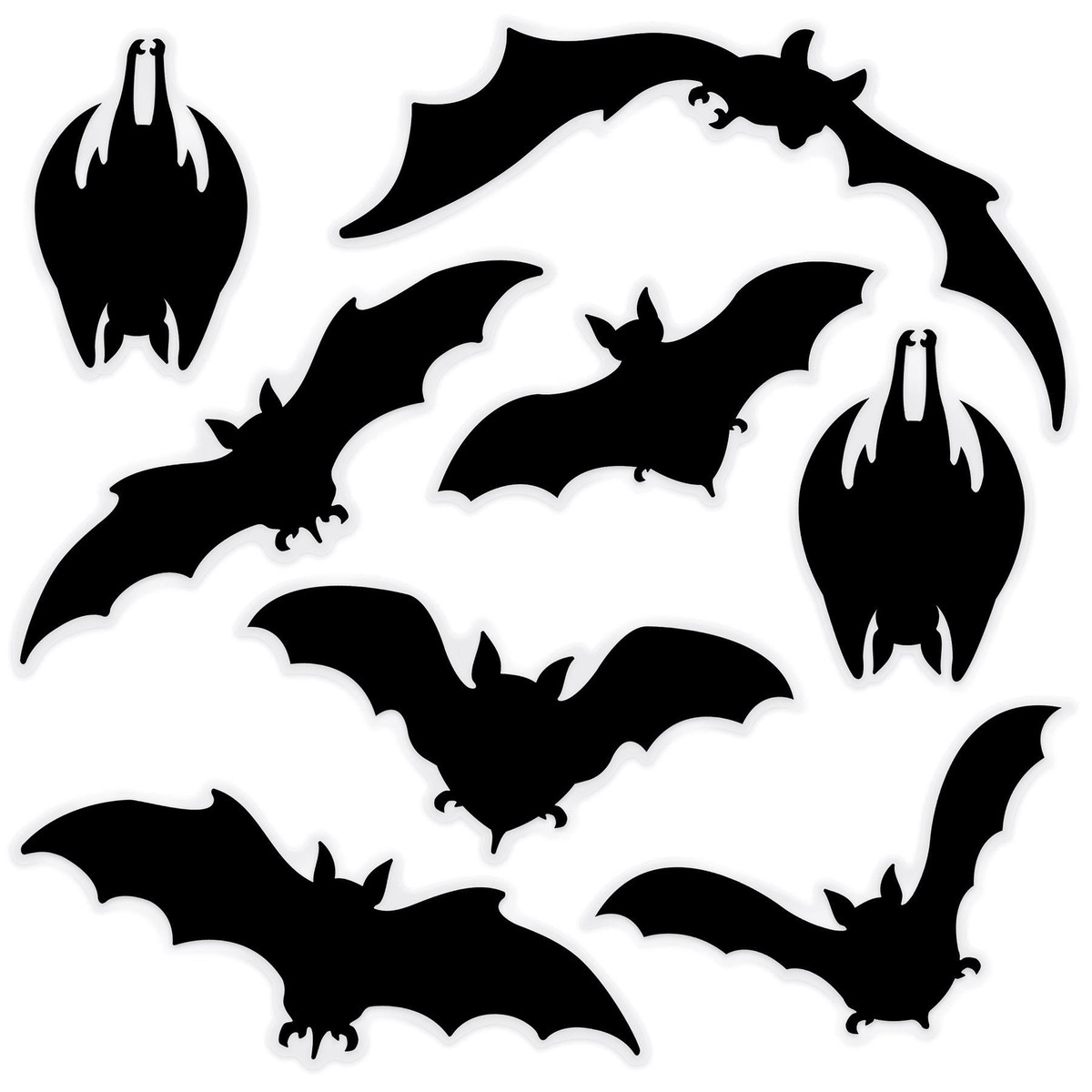 12 Pack Bulk Halloween Bat Silhouette Clings