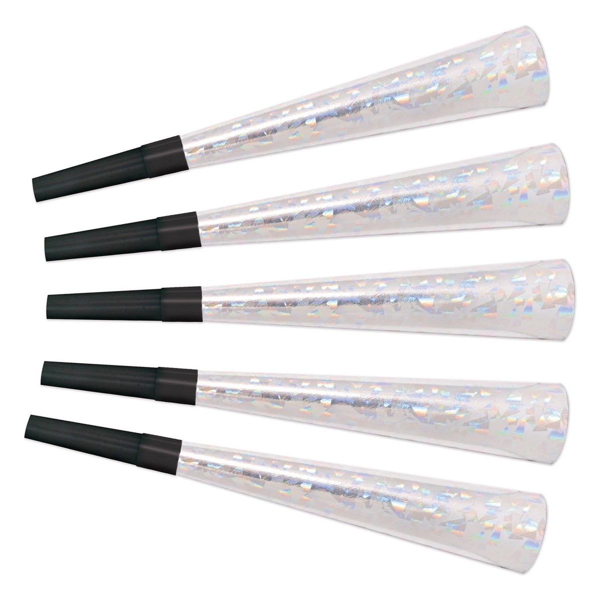 100 Pack Bulk Swingin' Silver New Years Party Horns