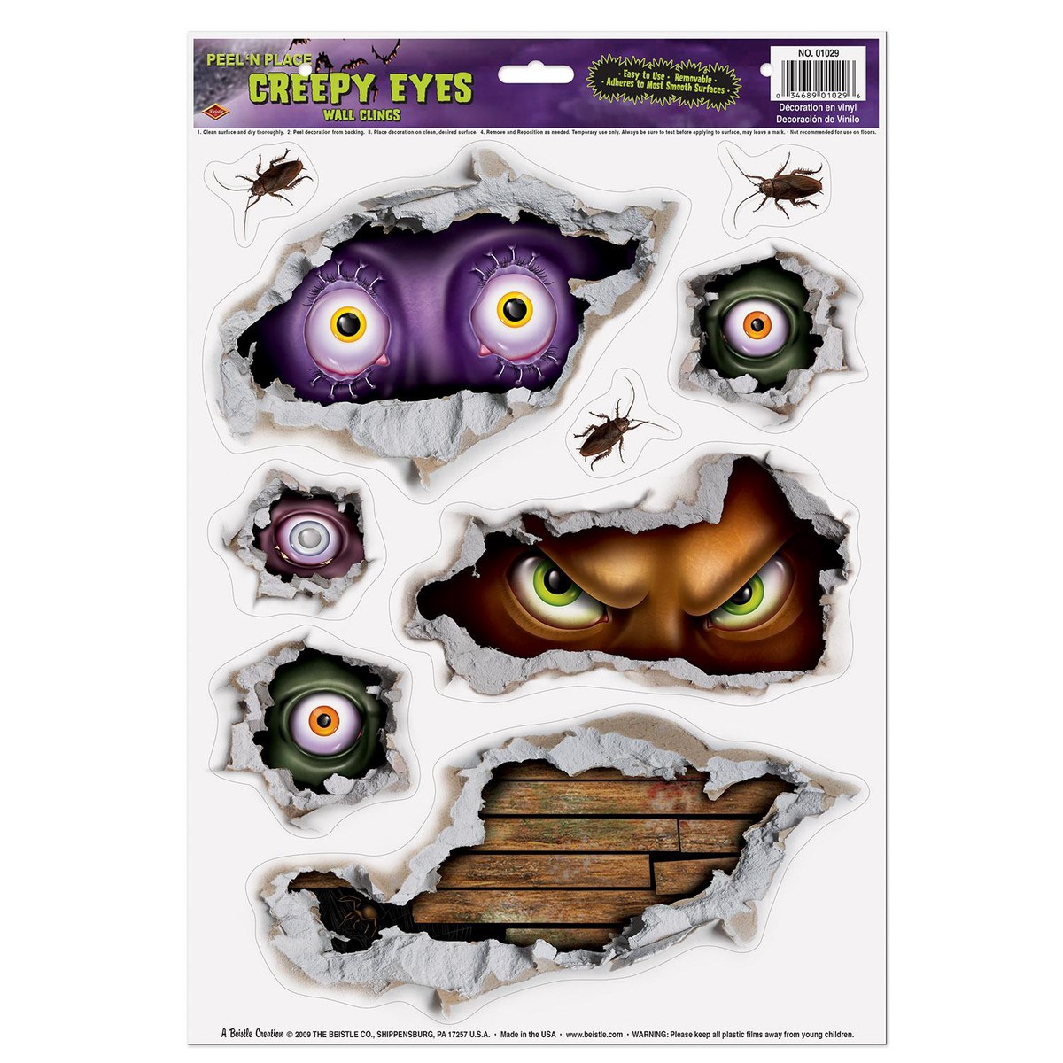 108 Pack Bulk Halloween Creepy Eyes Peel 'N Place Clings