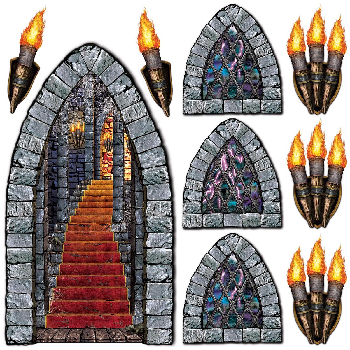 108 Piece Bulk Halloween Stairway - Window/Torch Props