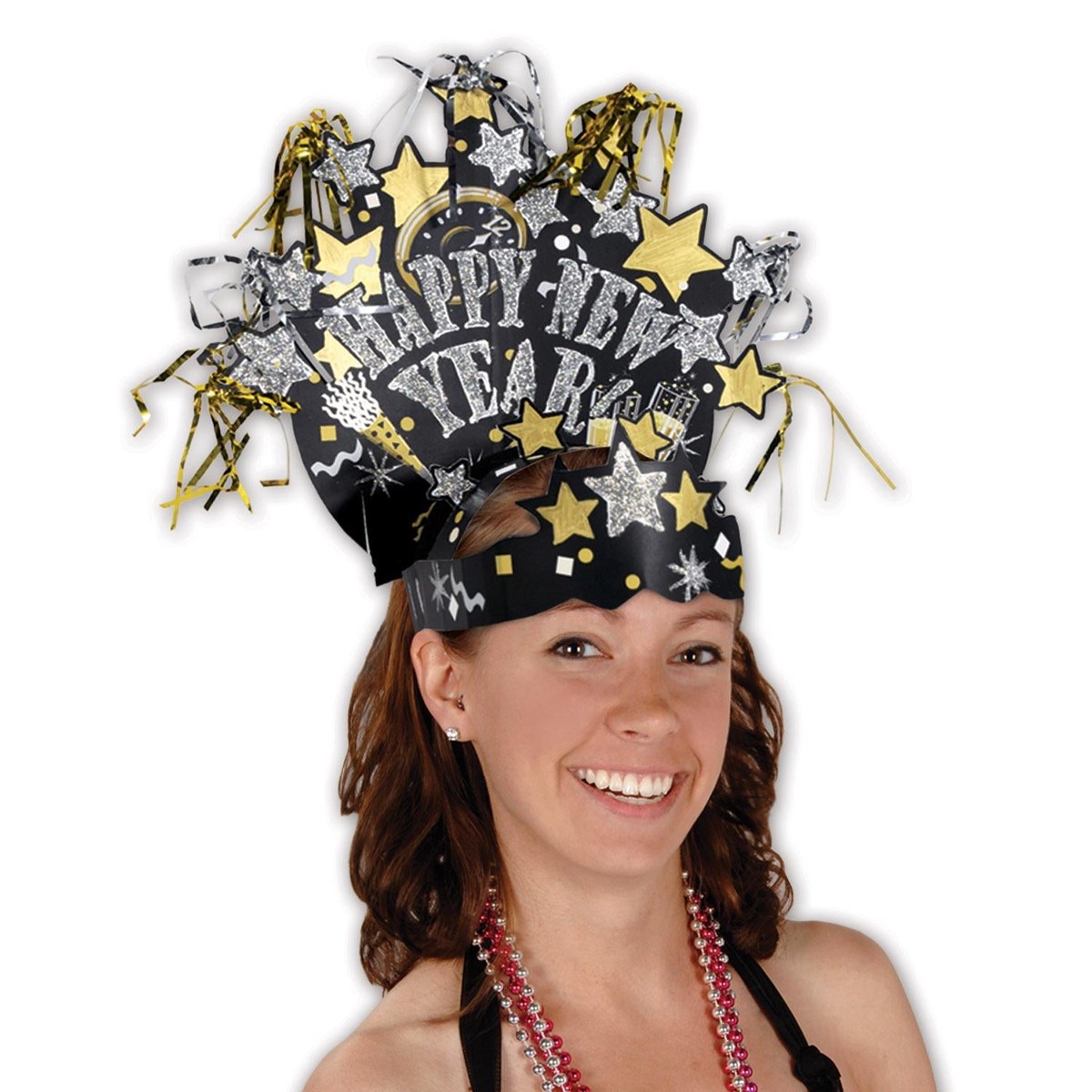 12 Pack Bulk Glittered New Year Headdress