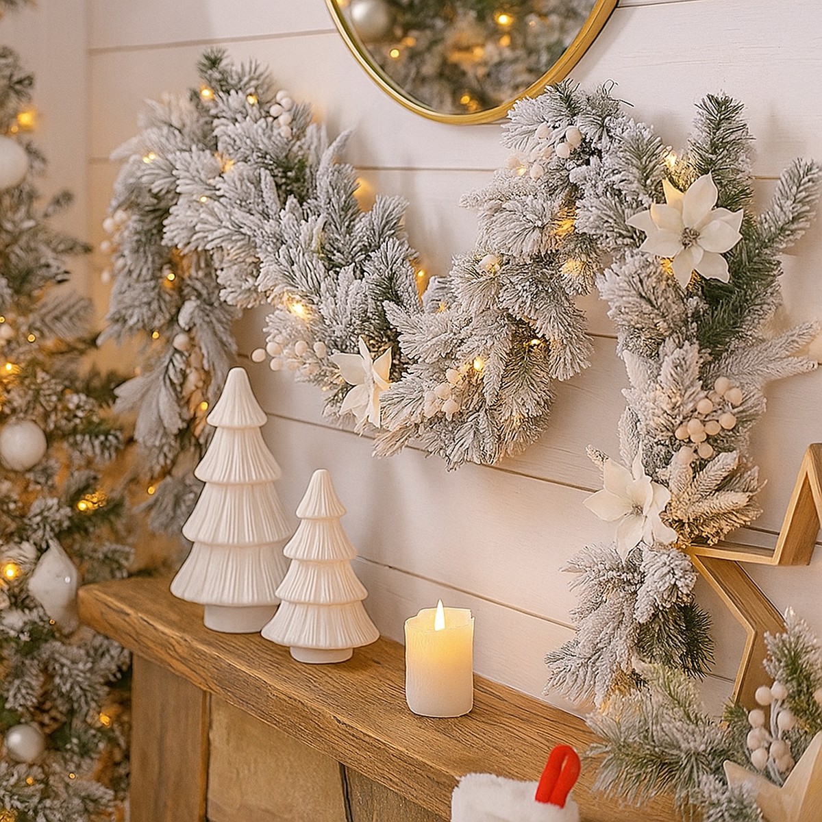 Christmas Garland Frosted Colonial 274cm+ Lights