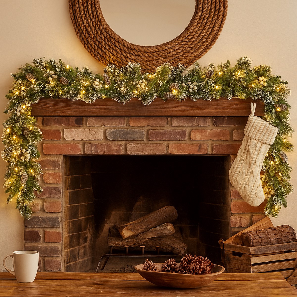 Christmas Garland with Lights- Battery Operated 274cm Bryson Pine
