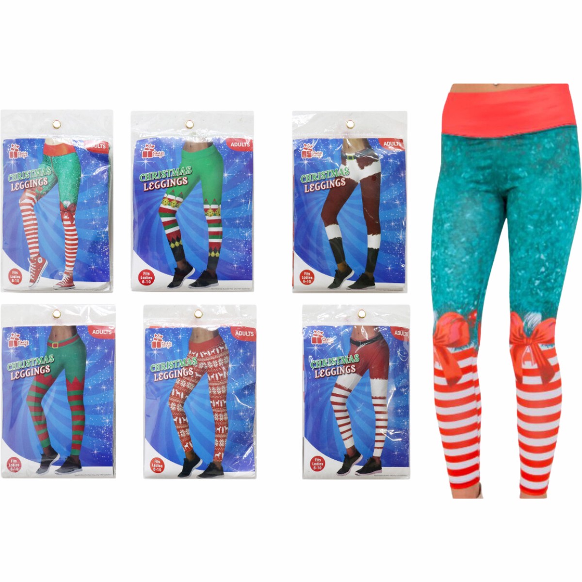 Christmas Leggings Adult 6 Asstd