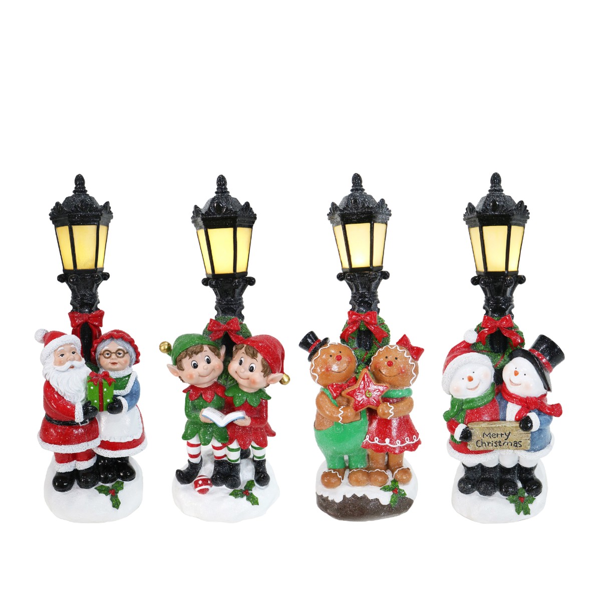 Light Up Street Lamp Two Figure Scene 36cm Assorted