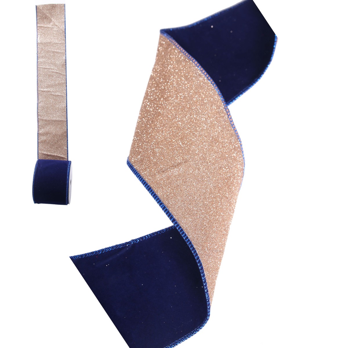 Navy Velvet Wired Ribbon 10Cm X 10M