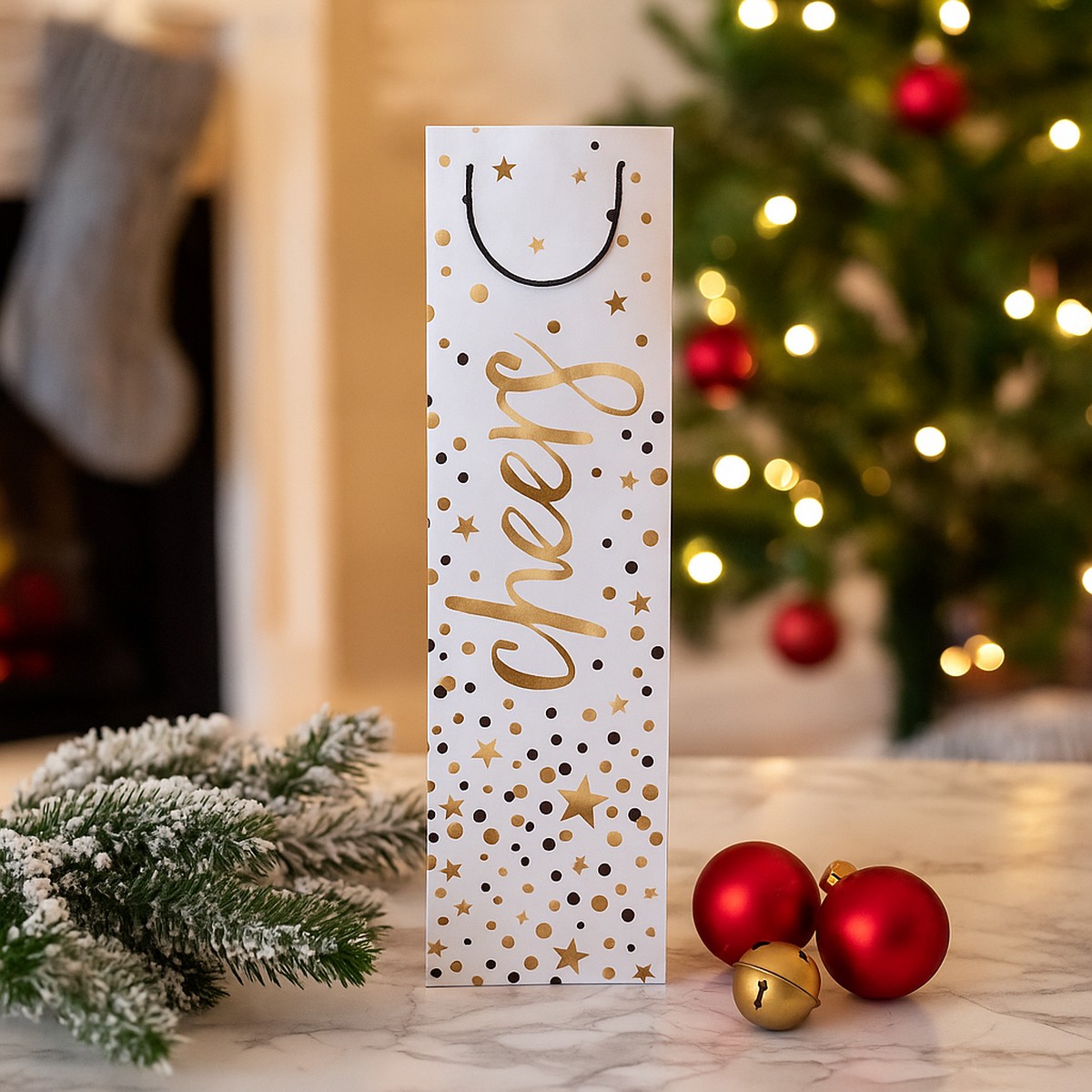 FSC Mix Christmas Bottle Gift Bag Cheers Gold